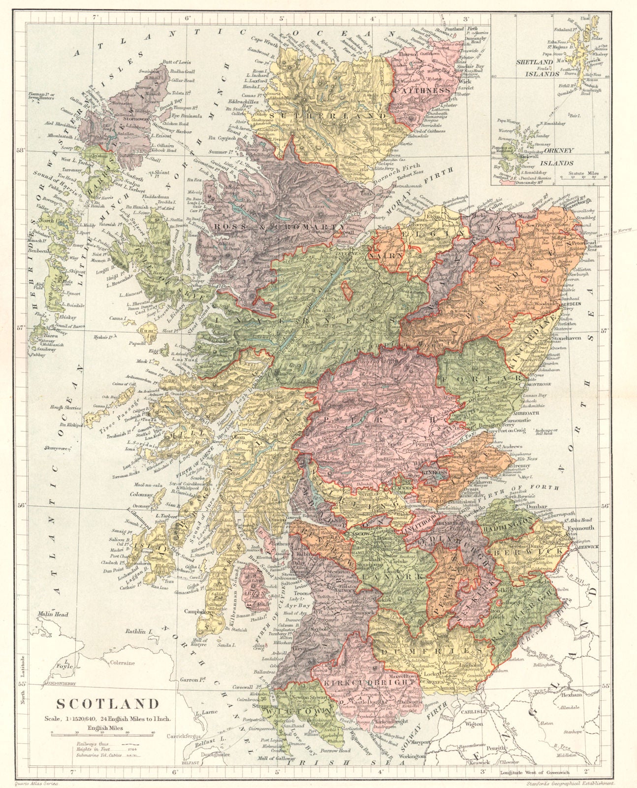 SCOTLAND. Scotland; Inset map of Shetland Islands. Stanford 1892 old